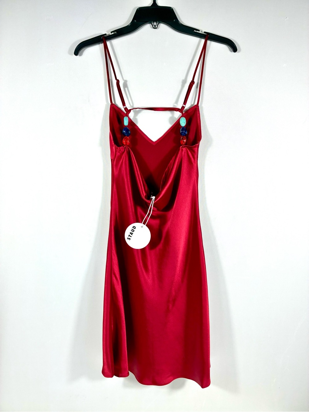 Staud Lydia Mini Slip Dress Ruby Red Small Medium NWT - Picture 13 of 16
